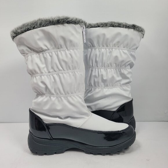 Totes Women's White Zip Front Waterproof Boots Plush Lined US Size 8 - Picture 5 of 11